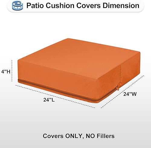 Miniatura 3 de OutdoorLines Funda de cojín de repuesto impermeable para asiento de patio, antideslizante, para jardín y patio trasero (juego de 4, 24 x 24 x 4
