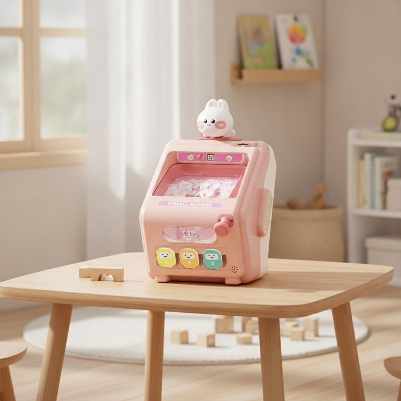 Jeu d'Adresse pour Enfants avec Machine à Billes Table à Commans Avant et Afficheur Numérique pour Divertissement Éducatif Adapté aux Activités Groupe en Intérieur, Machine À Billes Lapin