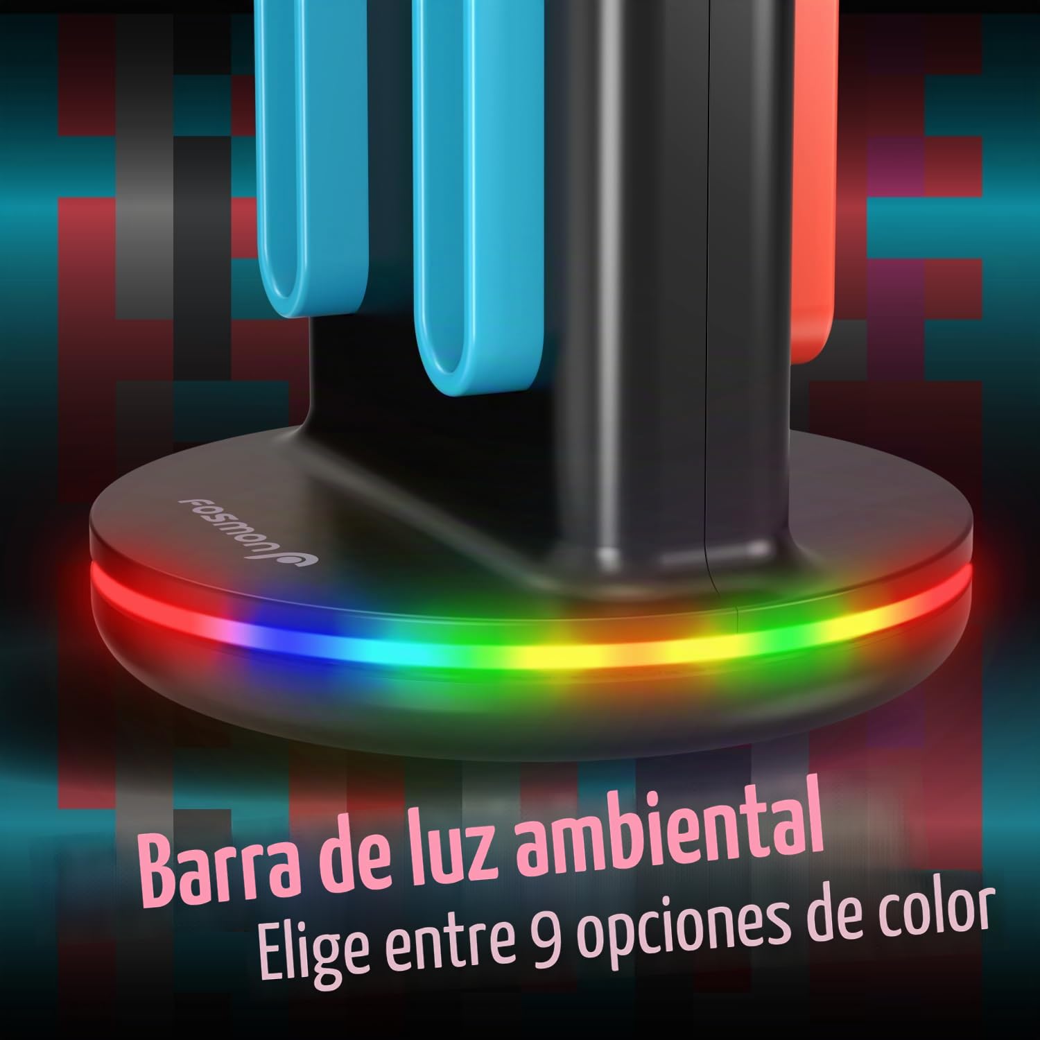 Fosmon Estación de Carga para Mandos Nintendo Switch 2 Joy-con – Carga Rápida 4 en 1 con Iluminación RGB (9 Modos) e Indicador LED – Cargador para Mandos Switch 2