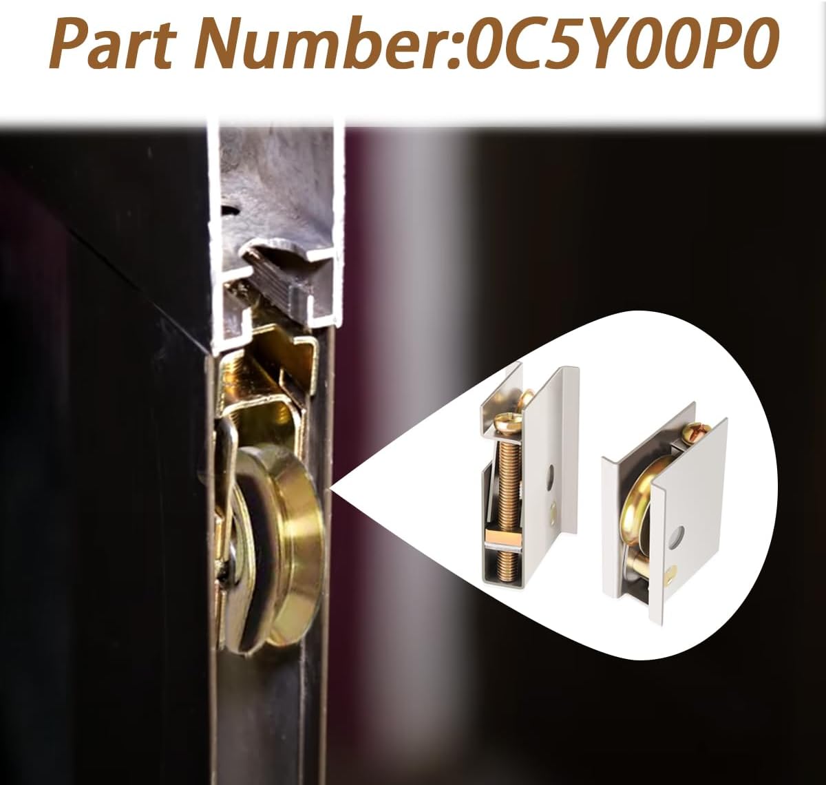 0C5Y00P0 Sliding Patio Door Rollers Compatible with P-Ella Sliding Patio Door 1-1/2”Steel Ball Wheel Bearing（2Set of Rollers）-Adjustable Roller Height