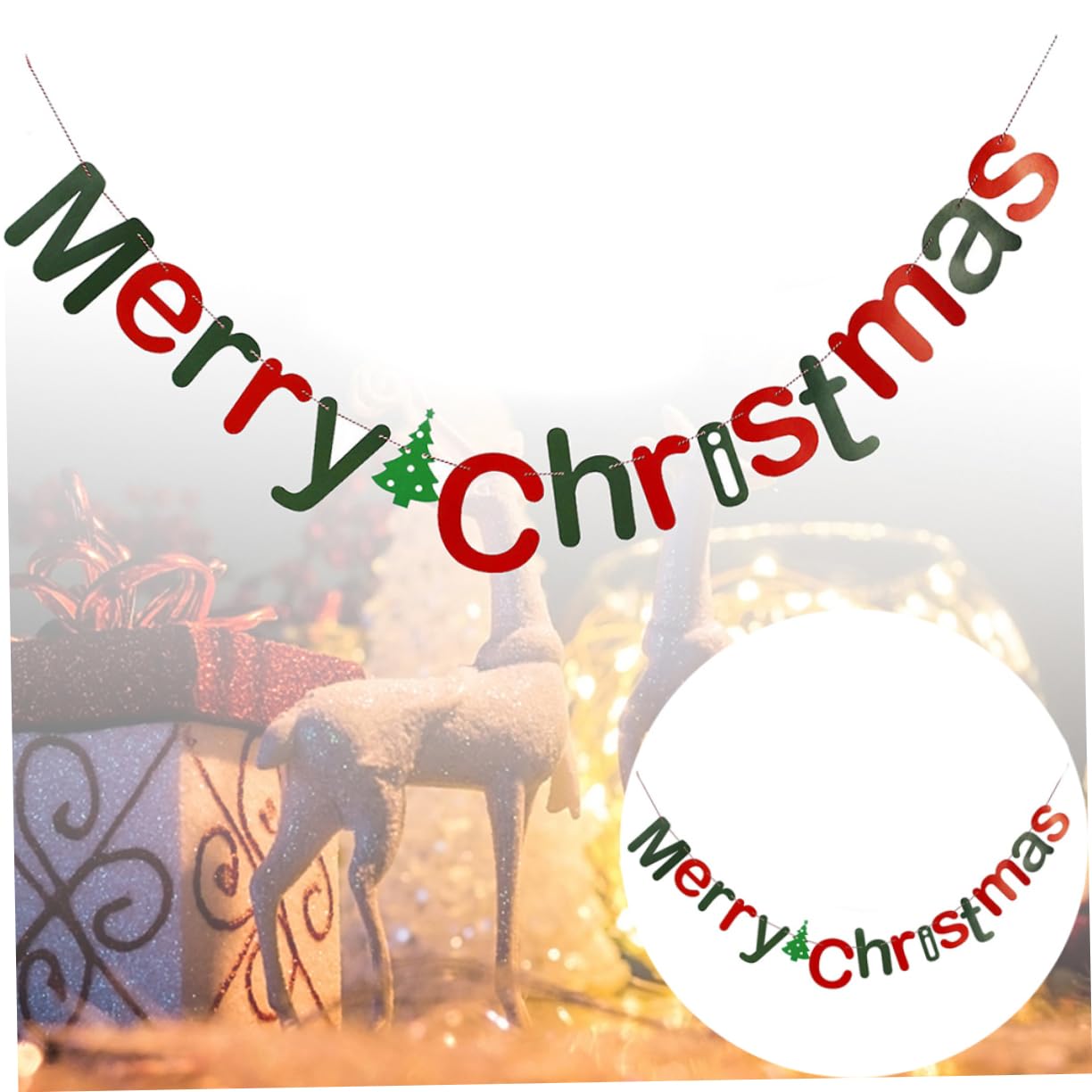 Amazon.co.jp: OFFSCH 再利用可能な3Mクリスマスバンティングメリー
