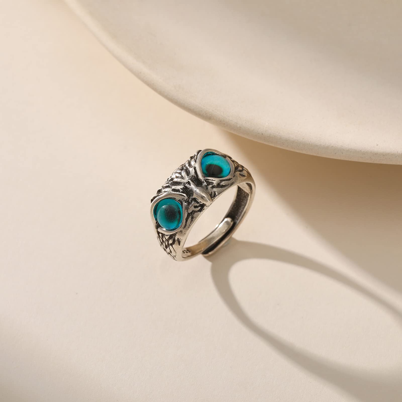 Anillo de ojo de demonio, anillo abierto retro, ajustable, gótico, personalizado, para hombre, joyería vintage de la suerte, chapado, Plástico. 7