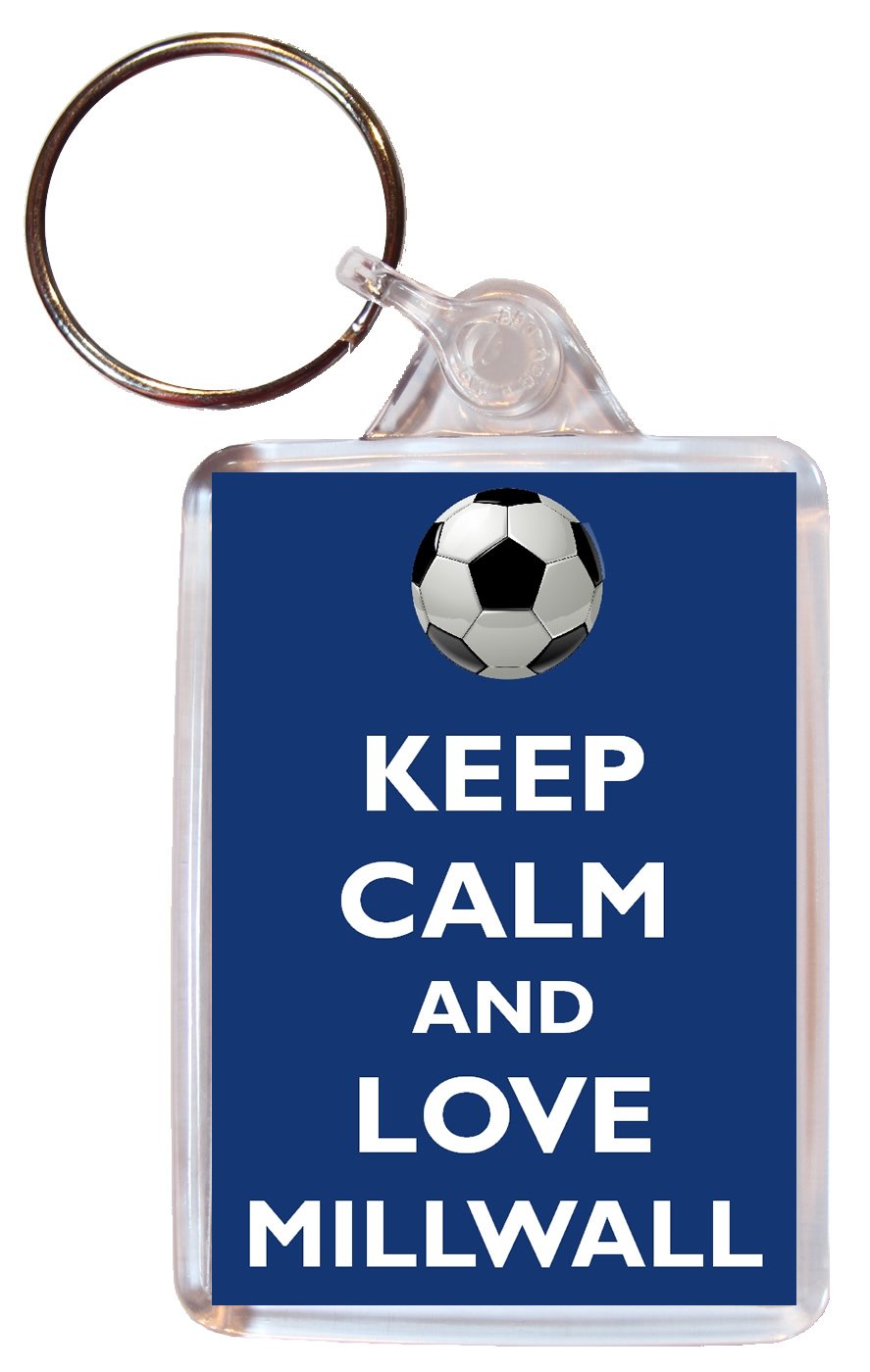 Baked Bean Store Keep Calm and Love Millwall - Double Sided Large Keyring Football/FC themed Gift/Souvenir/Present/Name Tag