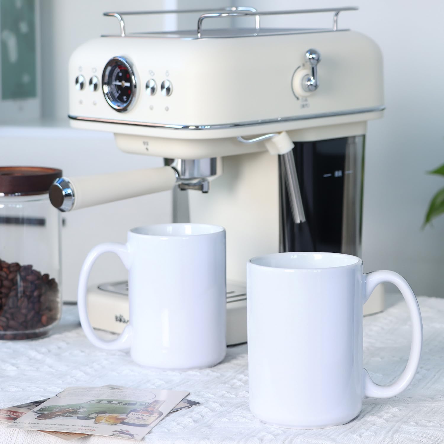 20 Oz Taza de Café Cerámica Grande, 500ml Taza de Té con Asa Grande hecha a mano para la Oficina y el Hogar, Apta para Microondas y Lavavajillas, Elegante Textura Esmaltada (Azul