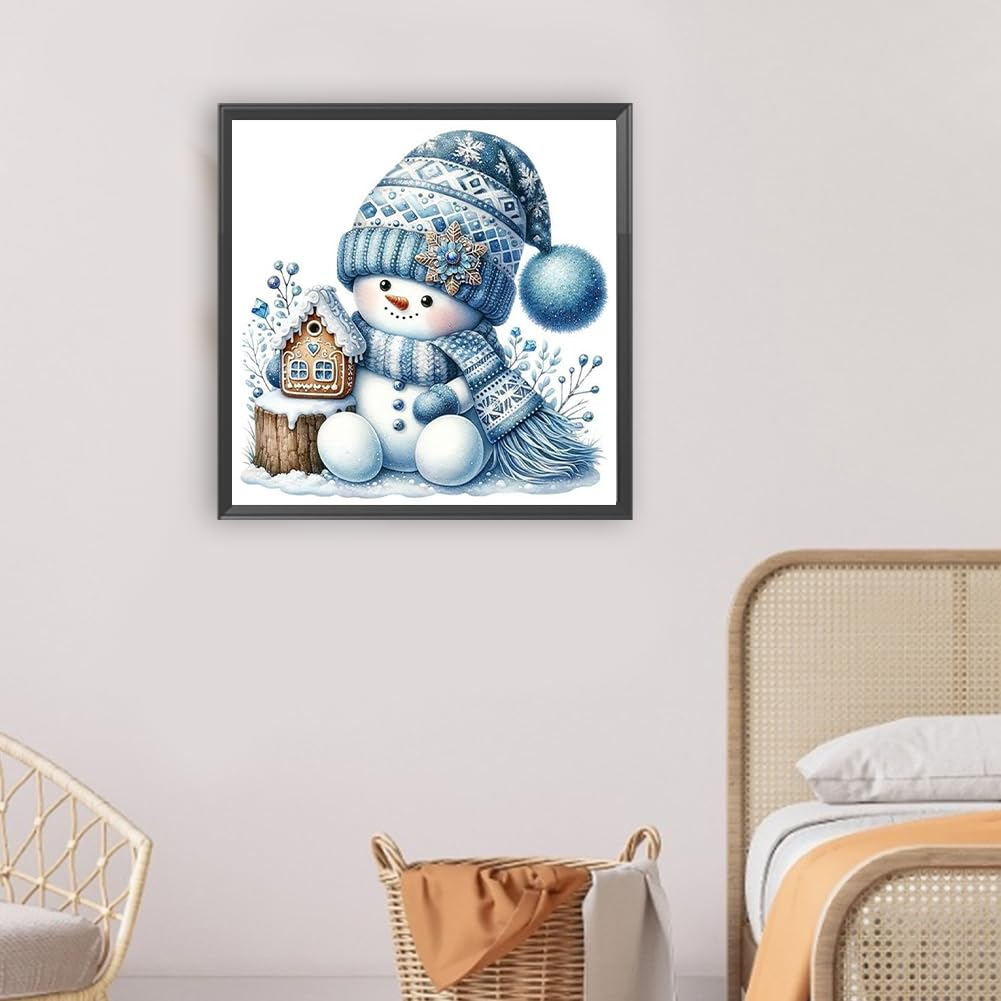 Christmas Diamond Painting Kit – 5D Full Drill Wreath & Snowman Set, 6 Canvases 12x12 Inch, DIY Winter Wall Art