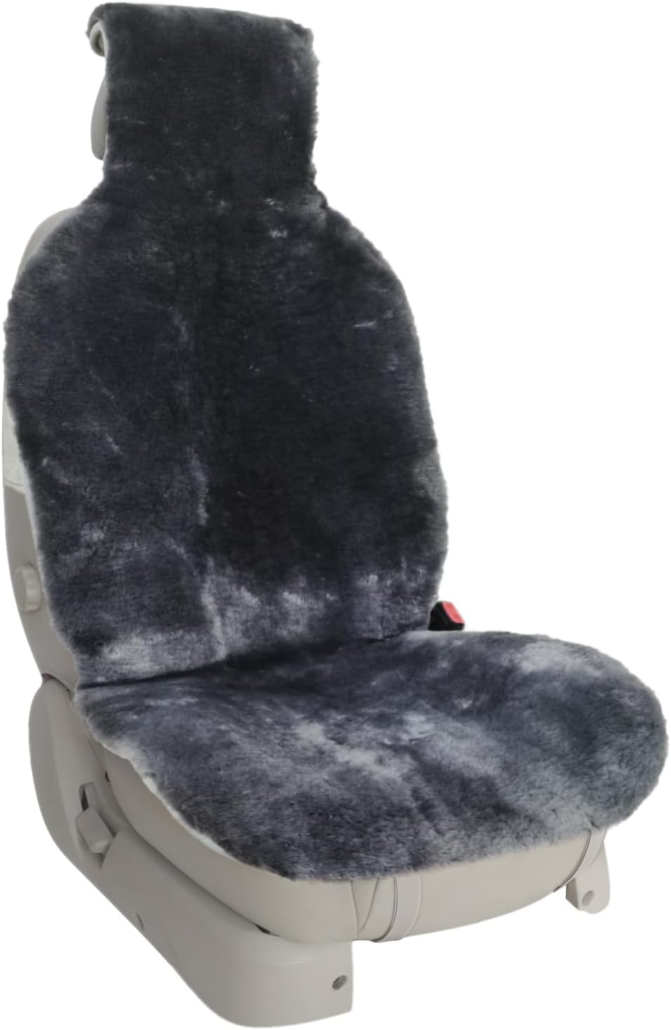 Champlus シープスキンシートカバー ユニバーサルフィット&amp;エアバッグ対応 1個 グレー