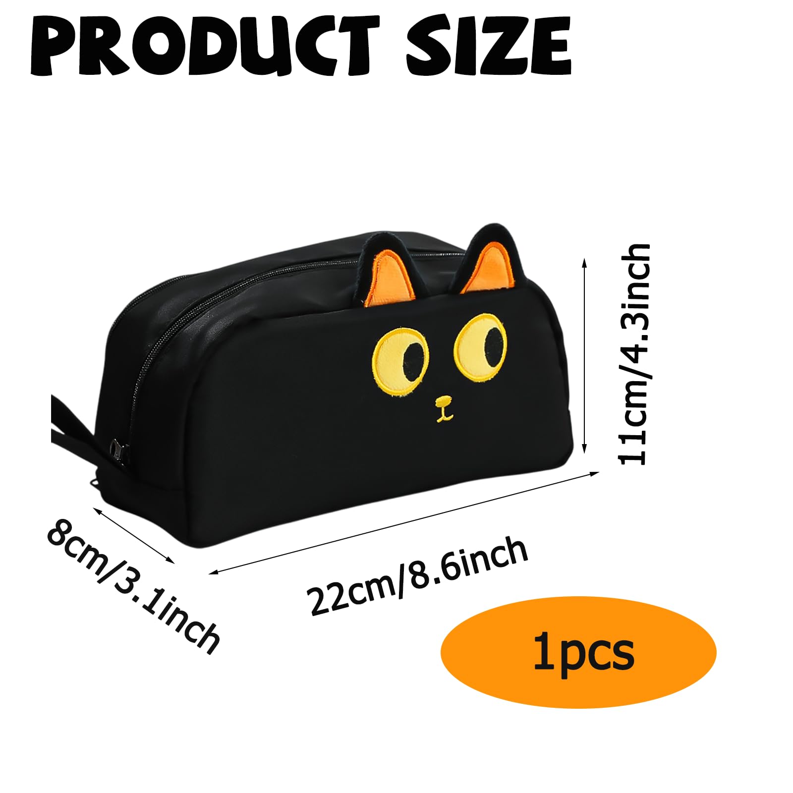Rwoythk Large Capacity Pencil Case Black Color, Cat Pen Bags Pencil Pouch Organizer - Image 2