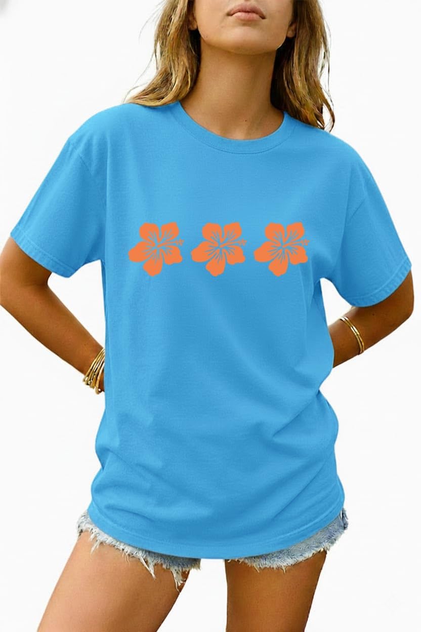 Oversized Graphic Floral T Shirts for Teens Girls Cottage Core Loose Tees Preppy Clothes Casual Aesthetic Vintage Tops - Image 3