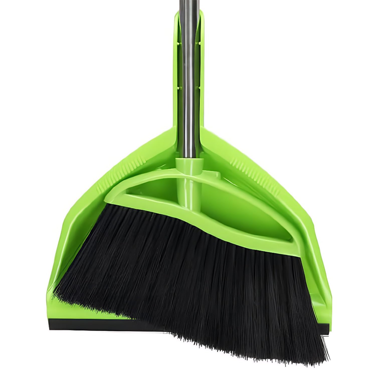 Soft Bristles Green Angle Broom and Dustpan Set, Long Handle Household Indoor Broom with Dustpan Combo Set for Room Kitchen Lobby Office Hardwood Floor Sweeping Floor Cleaning