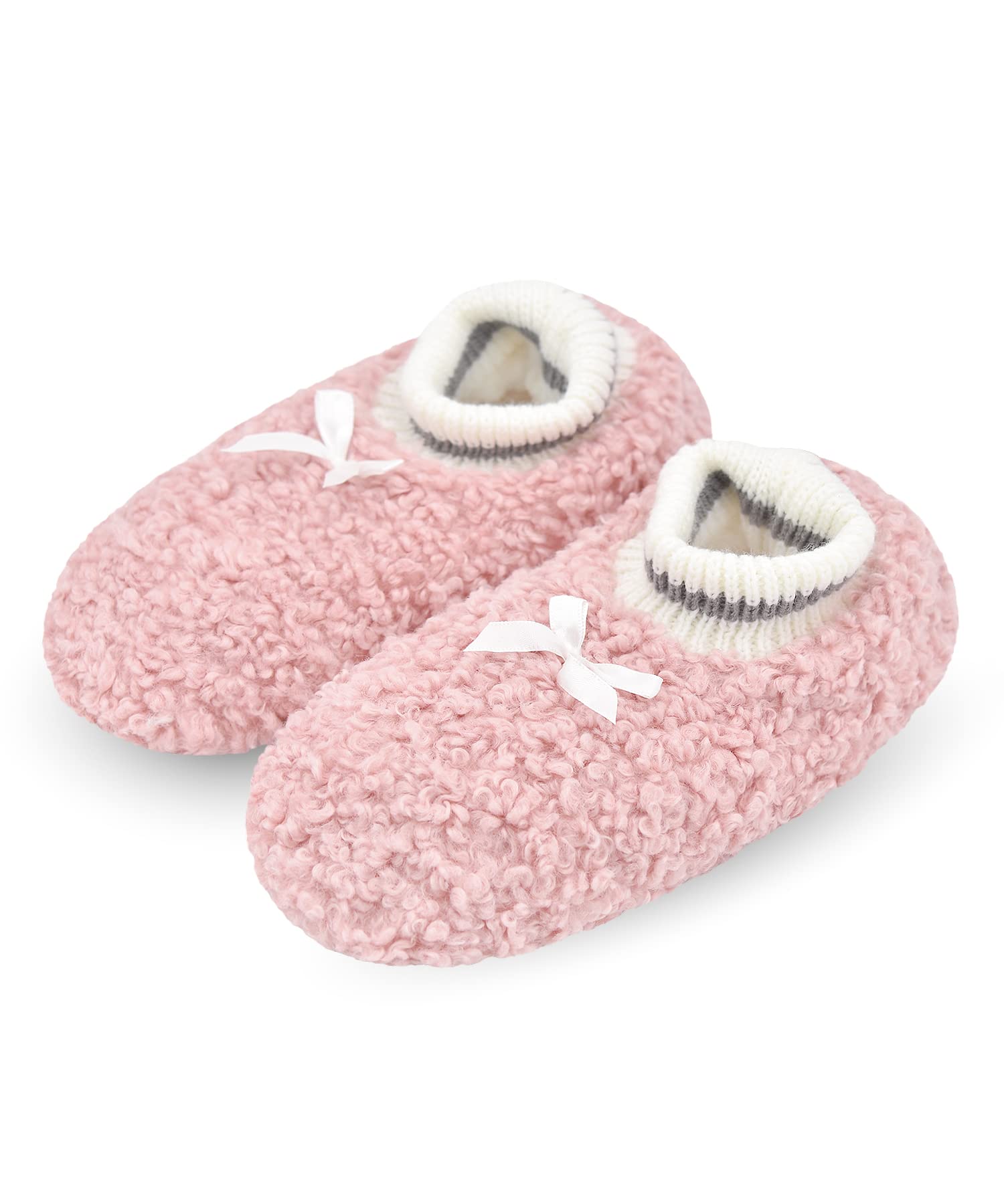 DICUIRD Womens Fleece Slipper Socks Non-Slip Grippers Indoor Slippers