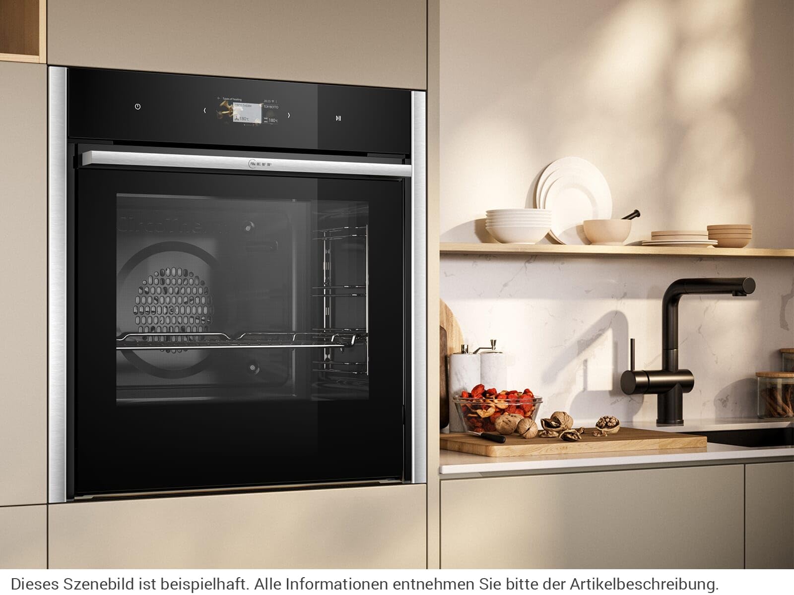 Neff CircoTerm, Slide and Hide B64CS71N0, N90, 60 x 60 cm, Stainless Steel, Full Touch TFT Colour and Graphics Display, Pyrolysis, Home Connect, Soft Opening and Soft Close