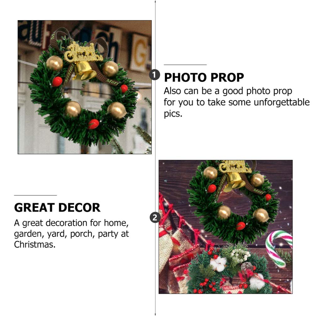 VOSAREA 8 Pezzi portacandele Natalizi votivi con Jingle Bell Bacche Mini Anelli Corona per Natale, Colonna portacandele Vacanze, Cena, centrotavola, Decorazione 6 cm