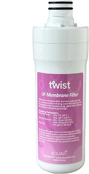 8 inch AQUAVI Twist Ultra Filtration Membrane UF Water Filter for Reverse Osmosis RO System Quick Connect Replacement or Add-on, Improve Water Taste