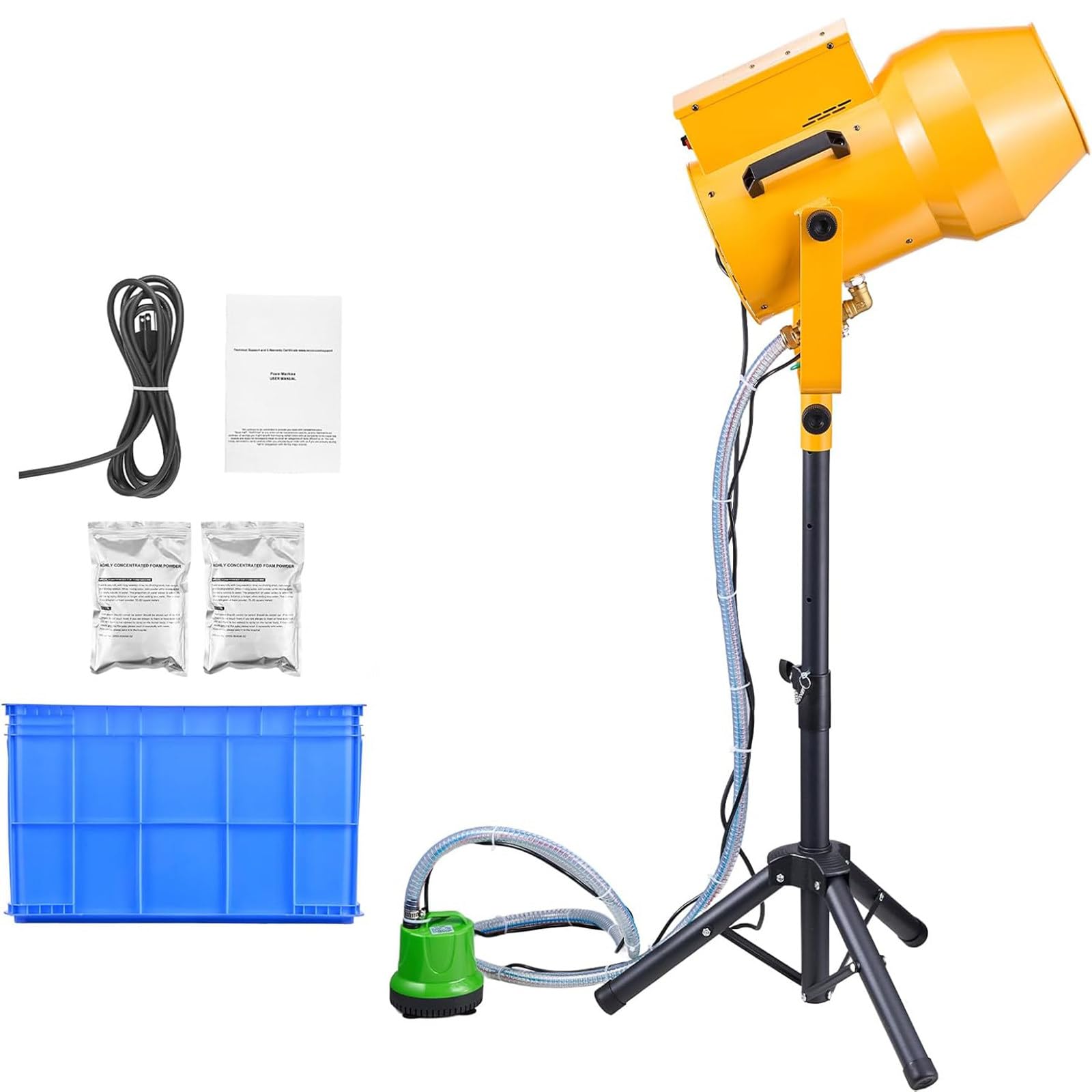 Kindevieft 1000W Foam Machine with Tripod, Pump, Hose, and Cannon