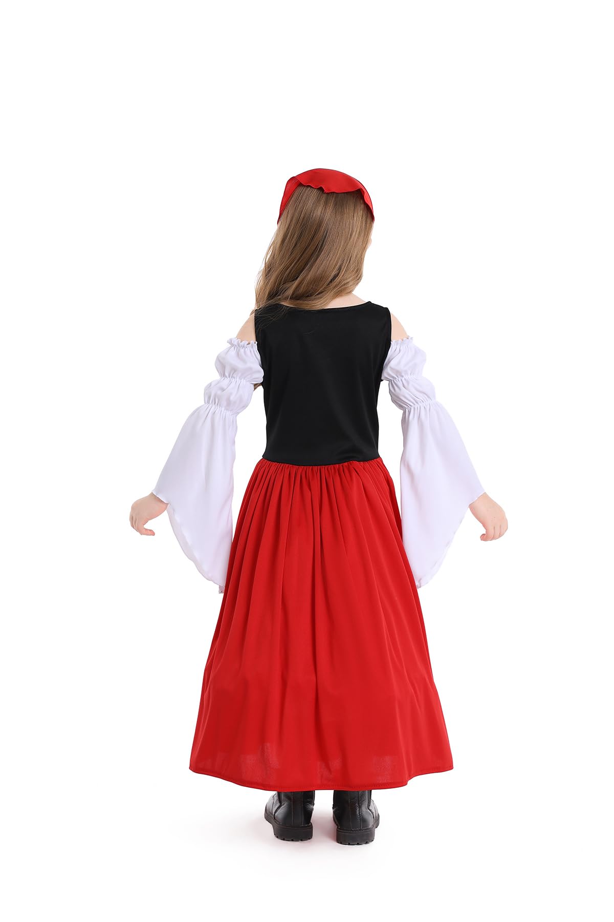 YUDATPG Kids Oktoberfest Beer Costumes German Bavarian Traditional Girls Oktober Fest Dirndl Long Dress for Girls Party Costumes Red - Image 2