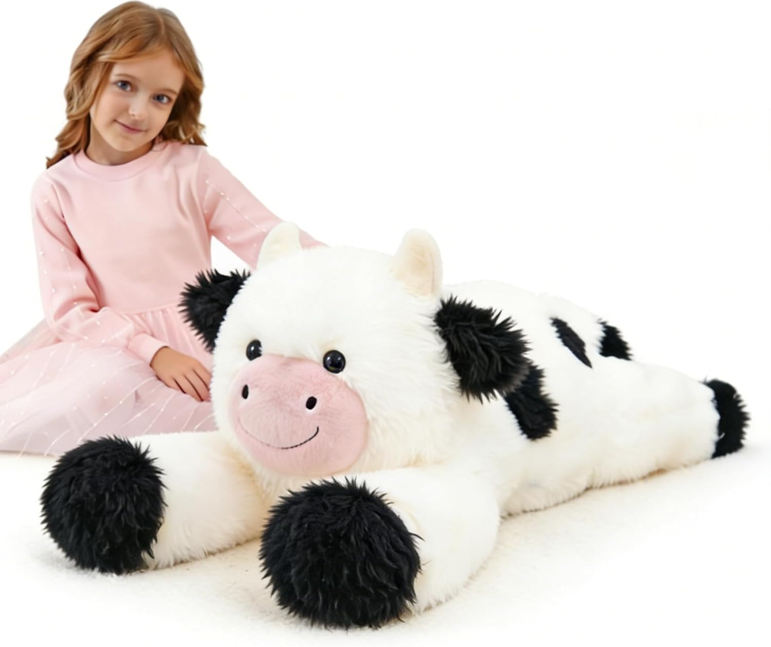 Giant Cow Stuffed Animals, Big Stuffed Cow Plush Toy, 39" Large Cute Big Plushies, Fluffy Plush Toys, Gifts for Kids on Birthday Christmas