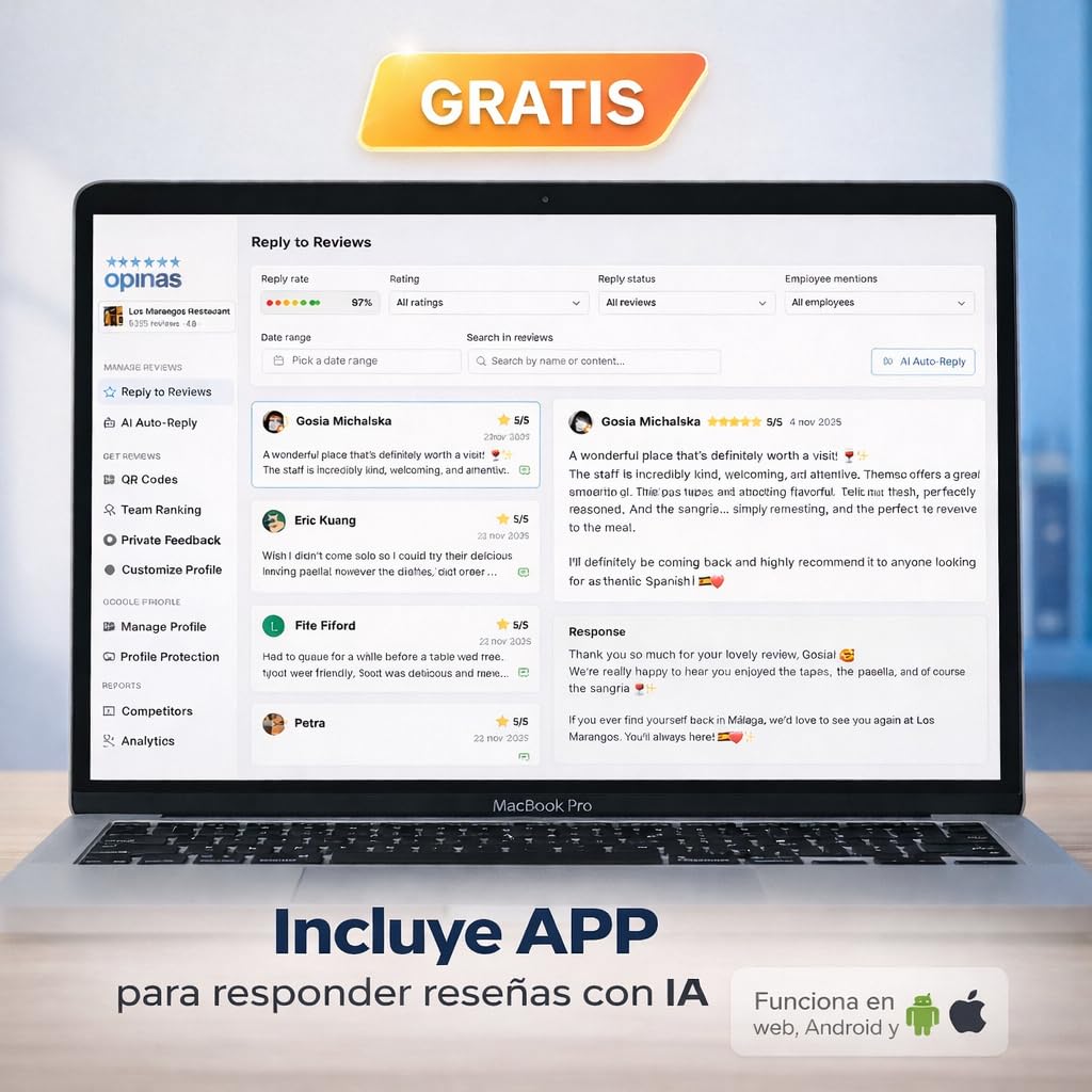 Genérico OPINAS Soporte QR Reseñas Google + App con IA para Responder Reseñas - Stand Reseñas - Cartel Opiniones Google