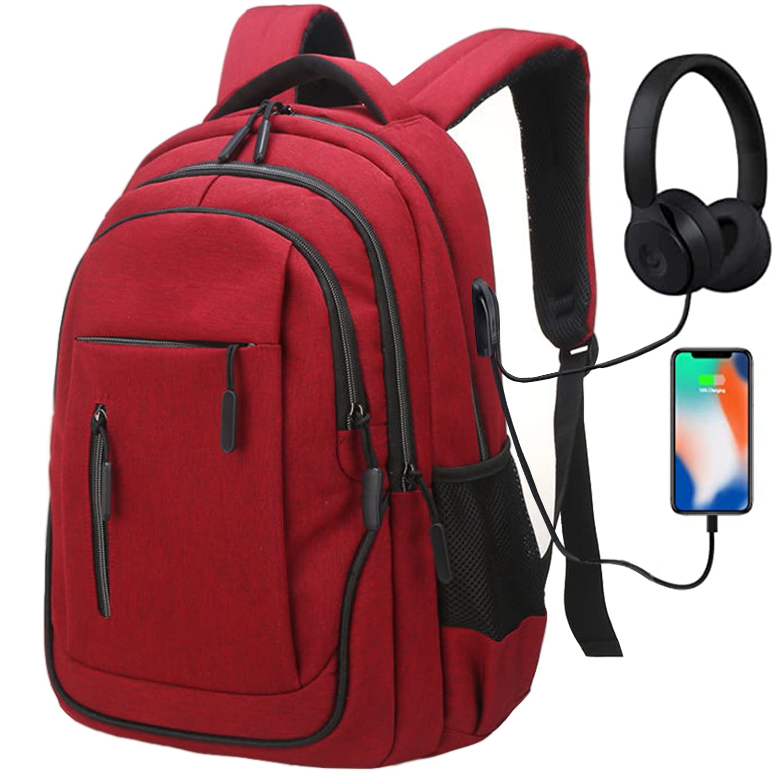 QiccijooLaptop Backpack for Men & Women Business Travel Backpack with Usb Charging Port College School Computer Backpack Fits 15.6 Inch Laptop Notebook