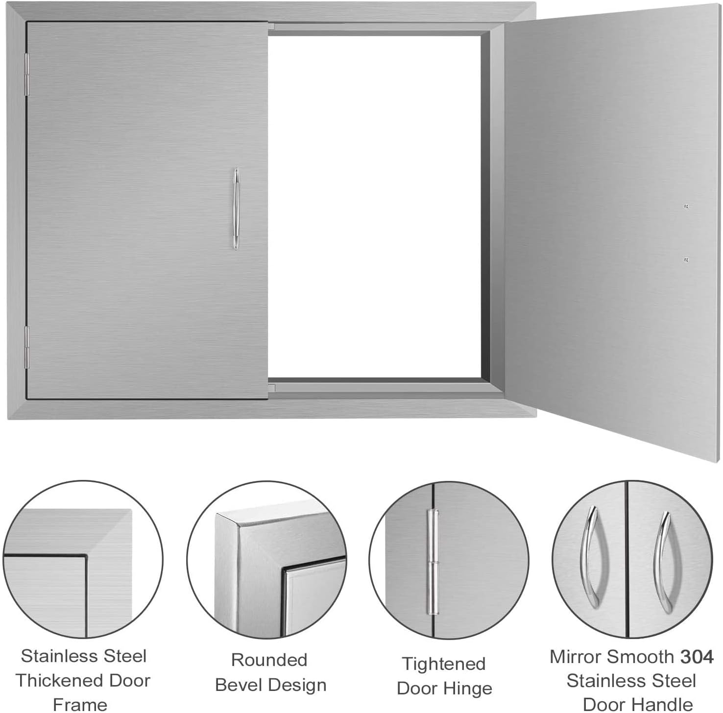 31" Stainless Steel Double Access Outdoor Kitchen Doors