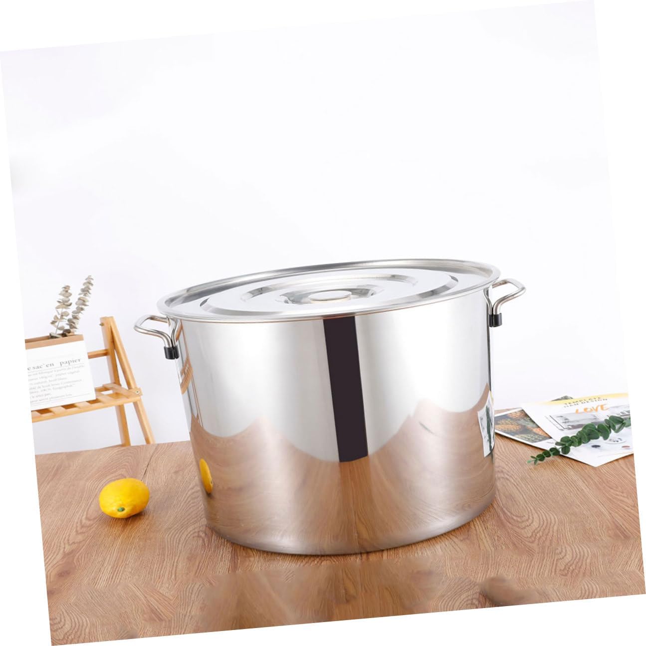 UPKOCH Stainless Steel Stockpot with Lid 25x25cm 2.0mm Thick Multipurpose Soup Pot Rustproof Large Capacity Kitchen Cooking Container for Dining Hall and Home Use