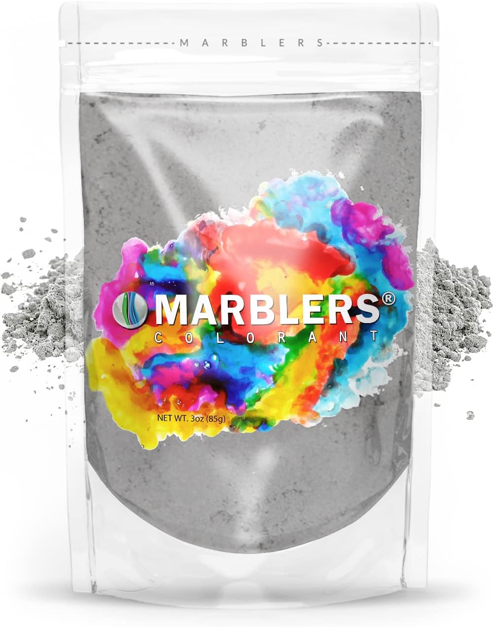 MARBLERS Grey Mica Powder [Light Grey] 3oz (85g) | Cosmetic Grade | Epoxy Resin Pigment | Dye | Non-Toxic, Vegan, Cruelty-Free | Lip Gloss, Nails, Body Butter | Bath Bomb, Candle & Soap Making