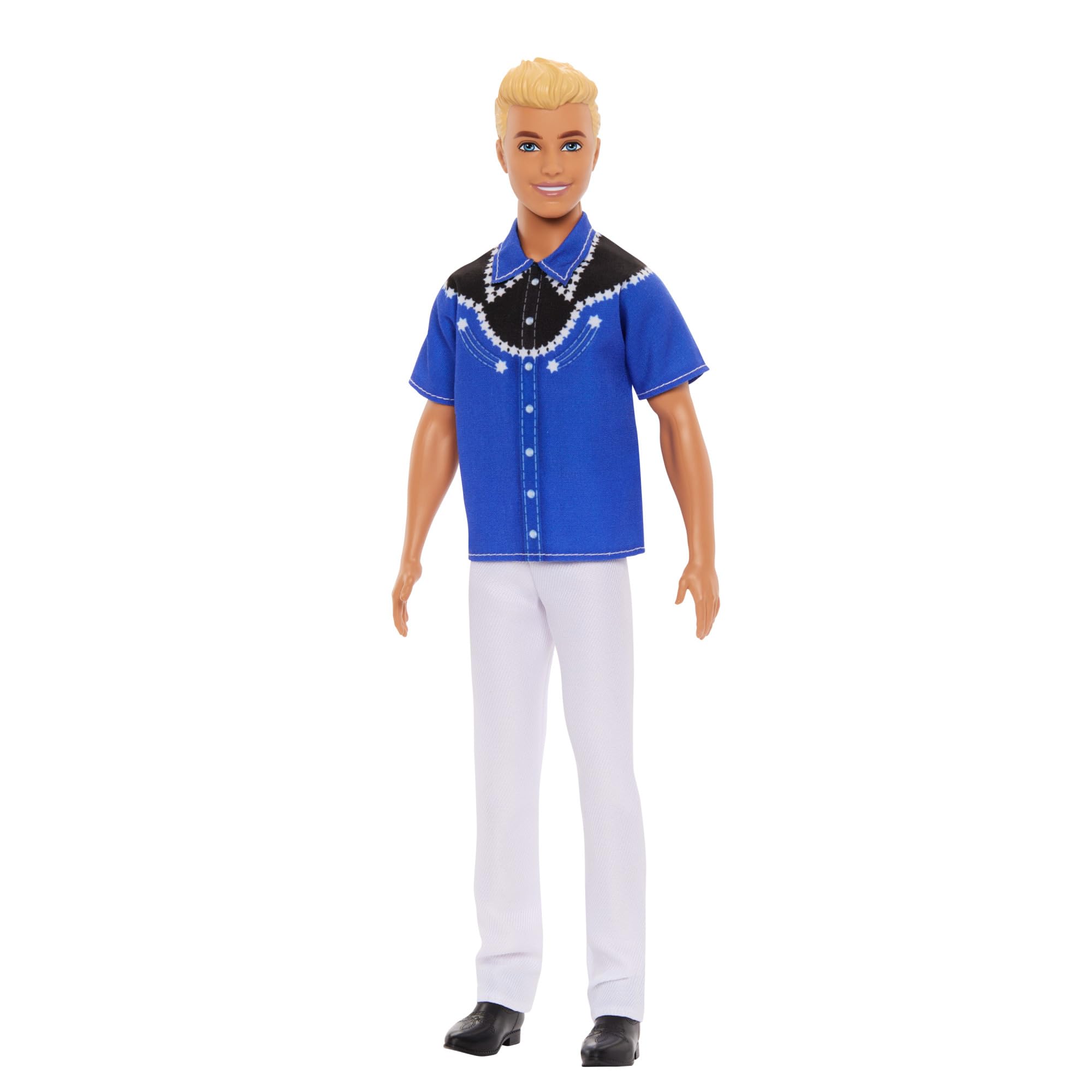 Barbie Fashionistas Ken-Puppe Nr. 226 mit Westernhemd, Hose und Stiefeln zum An- und Ausziehen, Blonde Modepuppe, Sammelfigur zum 65. Jubiläum, HRH25
