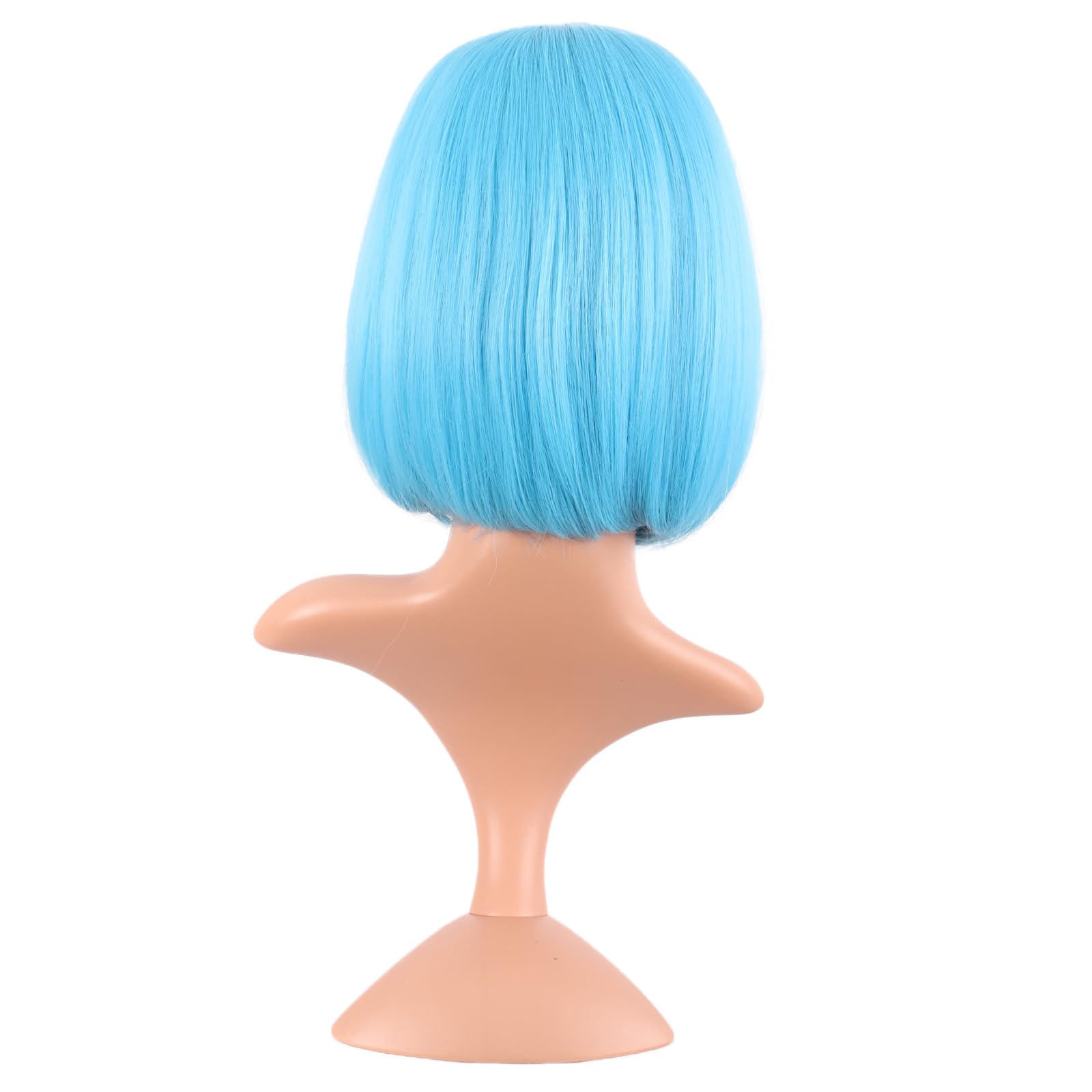 MapofBeauty 12 Inch /30 cm Fashion Lady Short Straight Synthetic Flat Bangs Bob Wig (Light Blue) - Image 4
