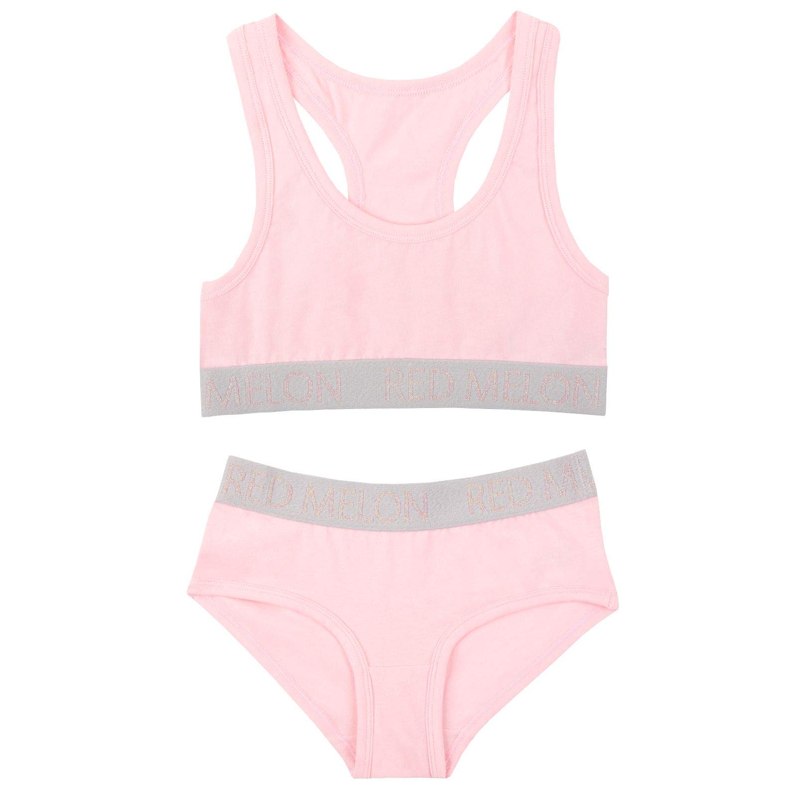 Lora Dora Girls Pink Crop Top Vest Training Bra + Briefs Knickers Set 13 Years