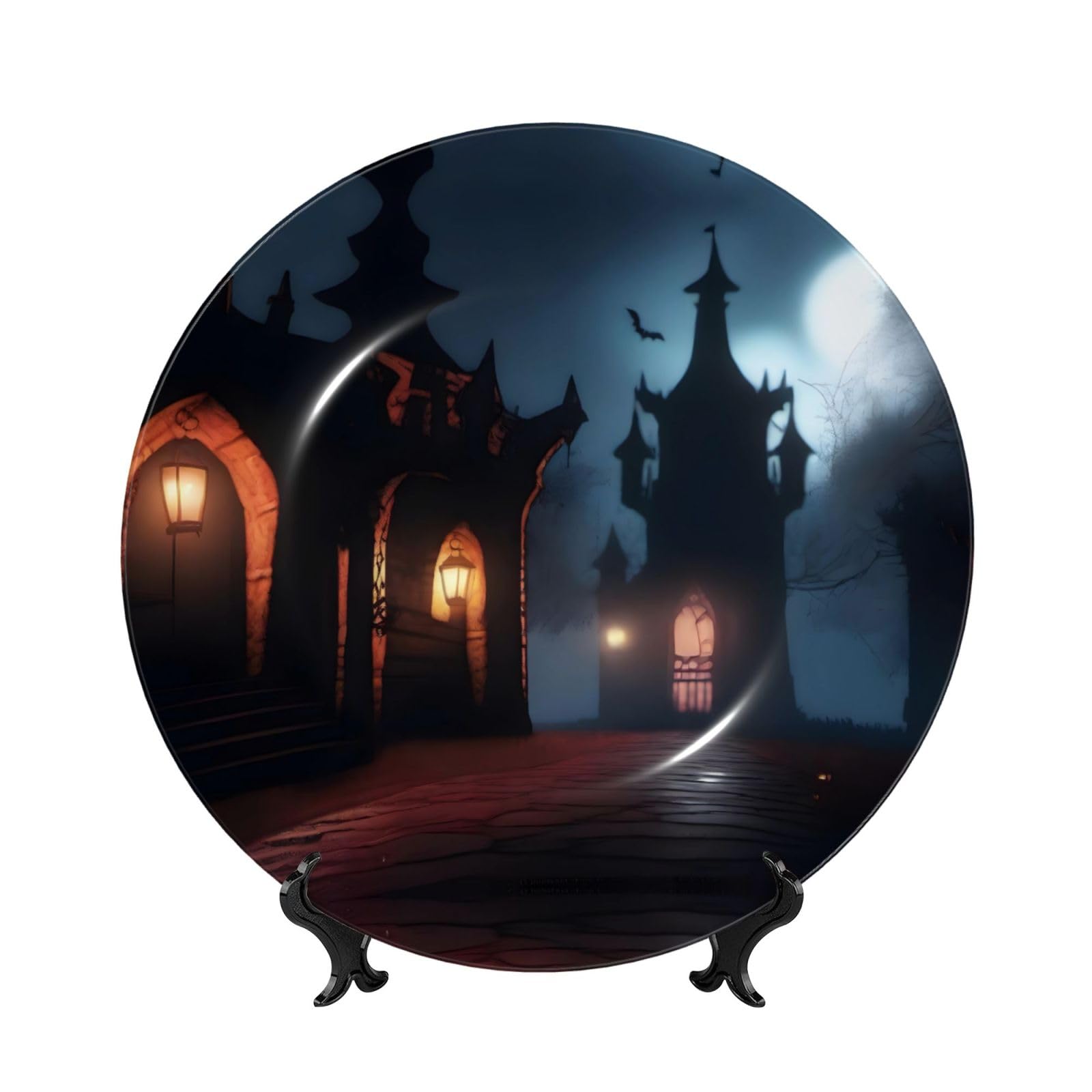 Platos decorativos de farol nocturno de 10 pulgadas con soporte para mesa de hogar