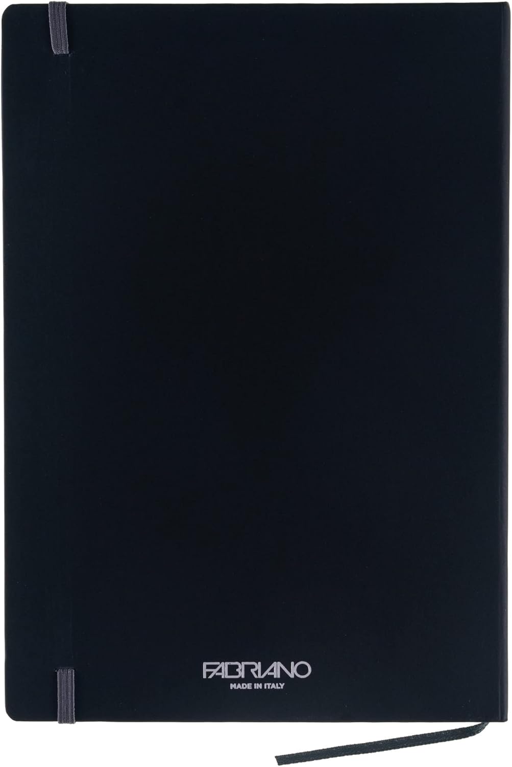 Fabriano Ispira Hard-Cover Notebook, 5.8" x 8.3", A5, Dotted, Black