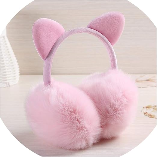 Women Winter Warm Faux Fur Ear Muffs Cute Cat Ear Earflap Rabbit Fur
