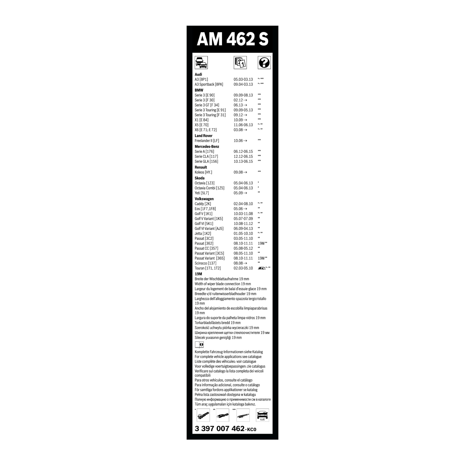 Bosch Automotive Tergicristalli Aerotwin Am462S, Lunghezza 600Mm/475Mm, 1 Set Per Parabrezza Anteriore, ‎60 x 1 x 3 cm 20 grammi
