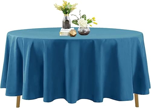 Mantel redondo de 108 pulgadas, resistente a las manchas y a las arrugas, lavable, mantel de tela decorativa para mesa de comedor, fiestas de bufé y