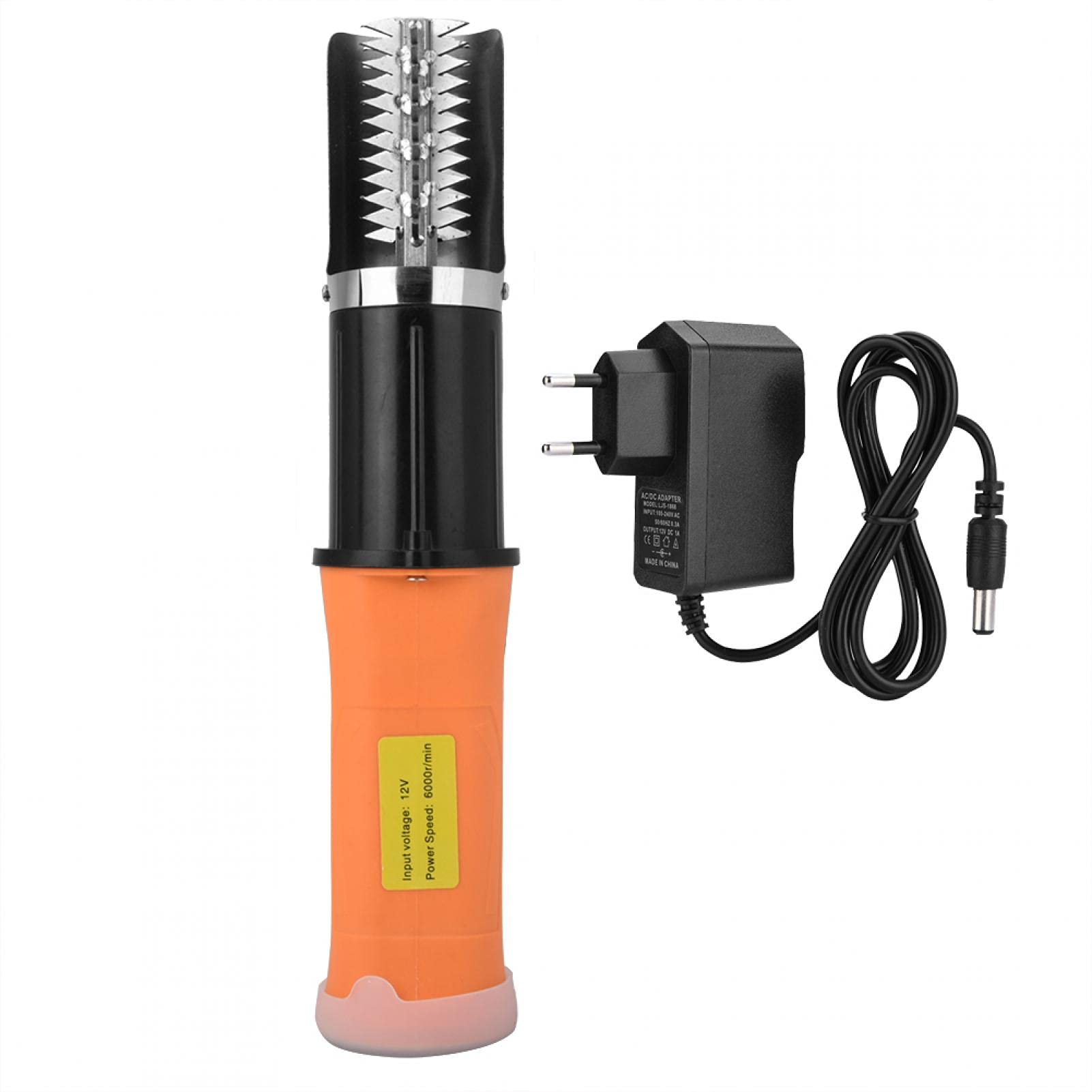 Escalador de pescado EVTSCAN, potente removedor de escamas de pescado eléctrico con potente motor resistente al agua y adaptador de alimentación de CA Kit de limpieza de pescado(110-240V EU Plug)