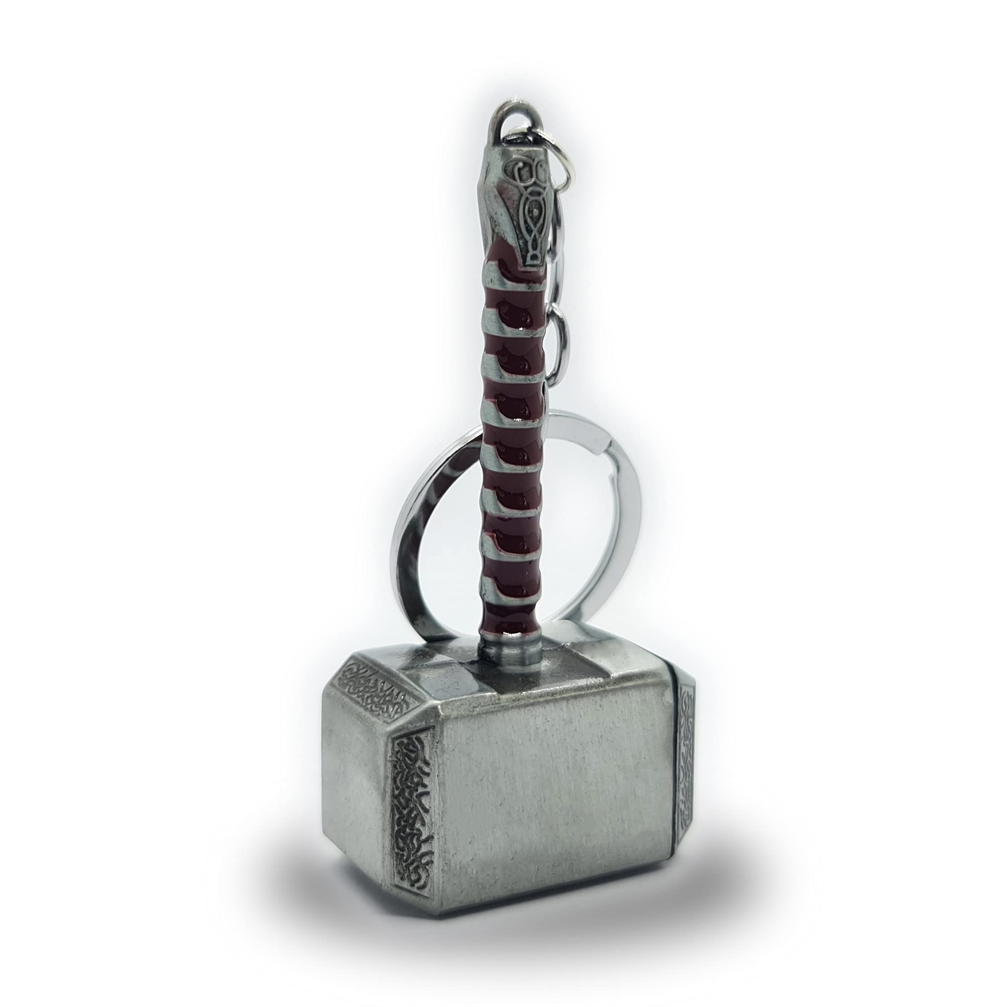 Lizmatech Silver & Brown Thor Marvelous Hammer Mjolnir Keyring Original Brown Colour Solid Single Piece Won't Snap (Silver & Brown)
