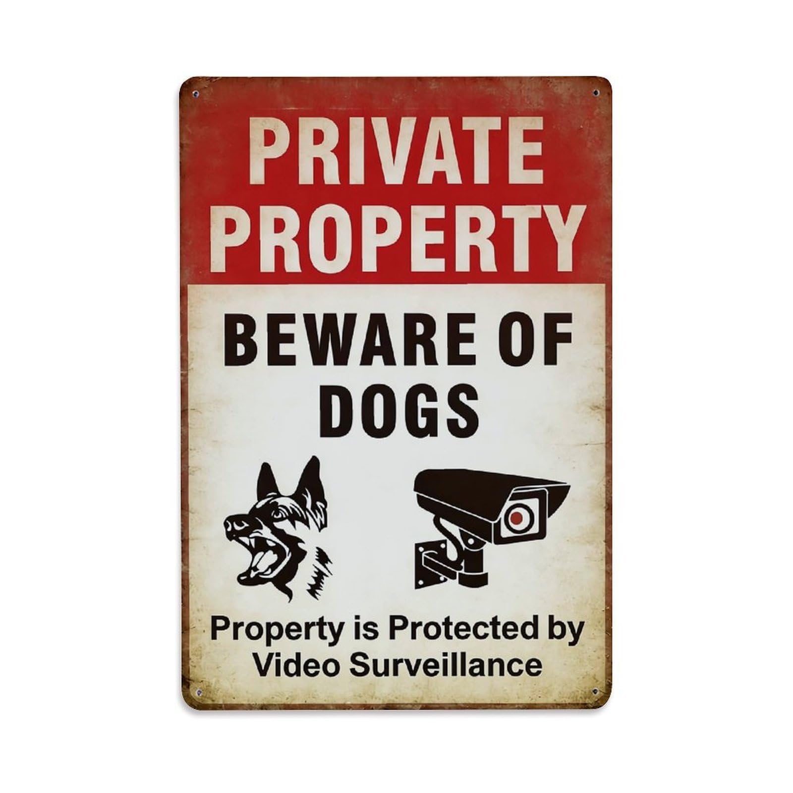 Nestemfo Vintage Private Property Beware Of Dogs Tin Sign Metal Sign, Living Room,Bar, Home, Bedroom Wall Decor,Retro Metal Poster 8X12 Inches