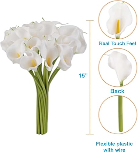 Miniatura 6 de Ooki 15 Purple Violet Real Touch Artificial Single Stem Calla Lily Flower Bulb Heads Fake Floral Bouquet Crafts Garden Wedding Home DIY Bridal