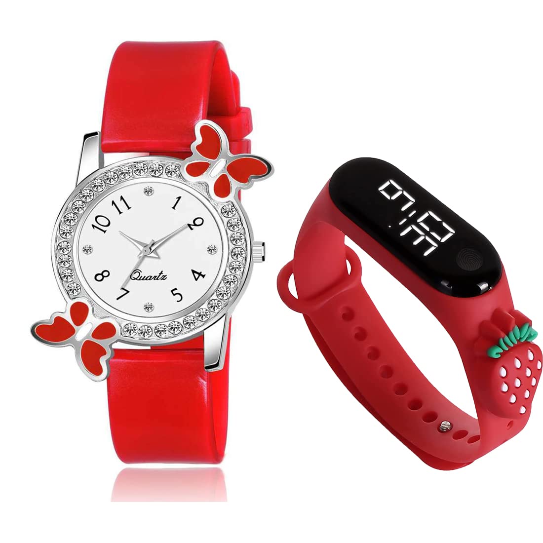 Goldenize Fashion Butterfly Analog Diamond Dial with Digital Dial Waterproof Stylish and Fashionable Wrist Smart Watch LED Band for Kids 3D Colorful Cartoon Character for Women& Girls (Red) (B0BX6GZSJ1) Amazon Price History, Amazon Price Tracker