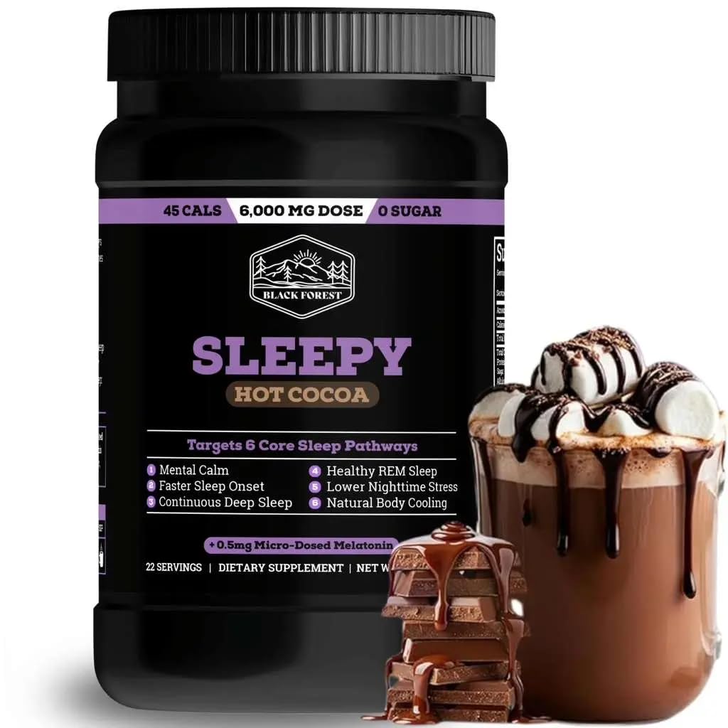 - Black Forest Sleepy Hot Cocoa - Magnesium Hot Chocolate Sleepy Cocoa Sleep Powder for Adults with Melatonin & L-Theanine - Natural Sleep Drink Mix for Deep Sleep & Relaxation, Sleep Powder 22 Servings