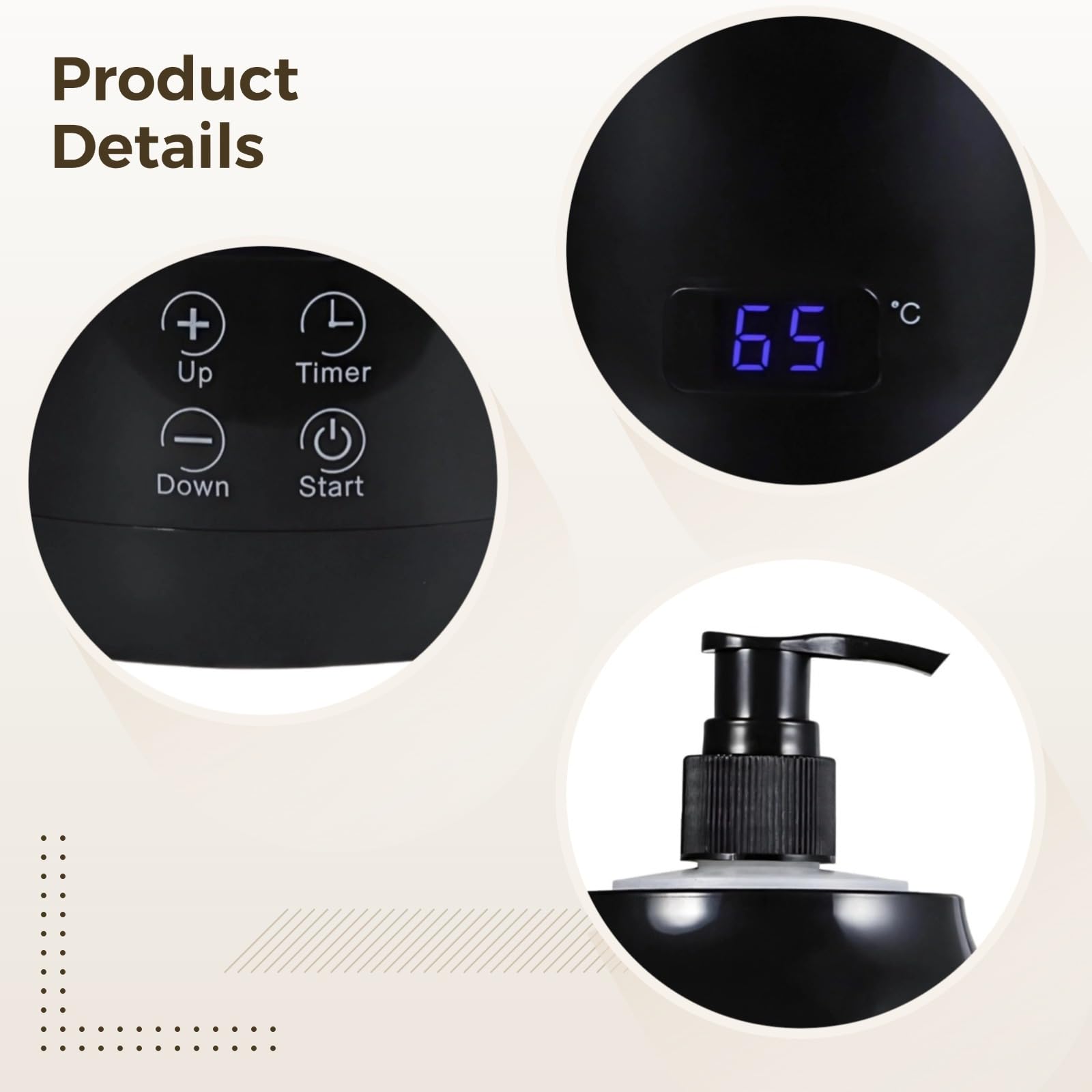 Riscaldatore digitale a LED per lozione, scaldabagno elettrico professionale, temperatura regolabile, controllo touch intelligente, 30-65 ℃, scaldabiberon con dispenser per salone, casa, spa