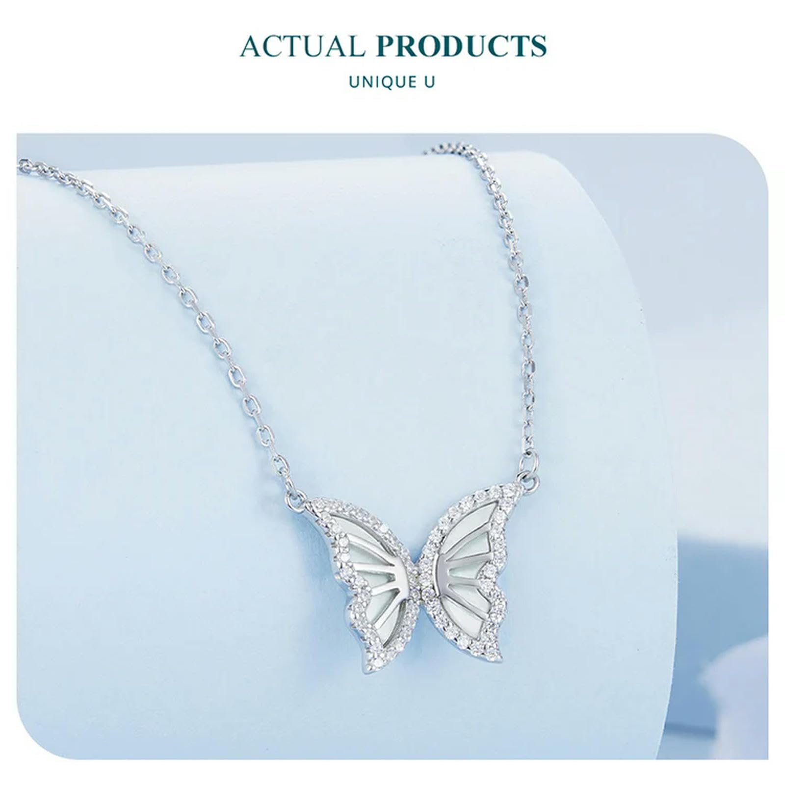 Collana Con Ciondolo A Farfalla In Argento Sterling 925 Per Donna, Regalo Di Compleanno E Natale, Con Incastonatura A Pavé Di Zirconi Cubici, Gioielleria Raffinata