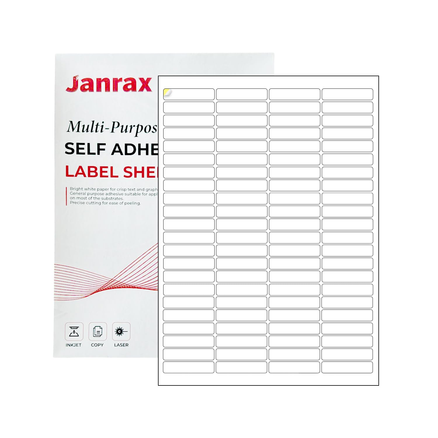 45x11mm Price & SKU Labels – Pack of 8400 (84 Per Sheet, 100 Sheets) White Self Adhesive Printable Labels on A4 Sheets