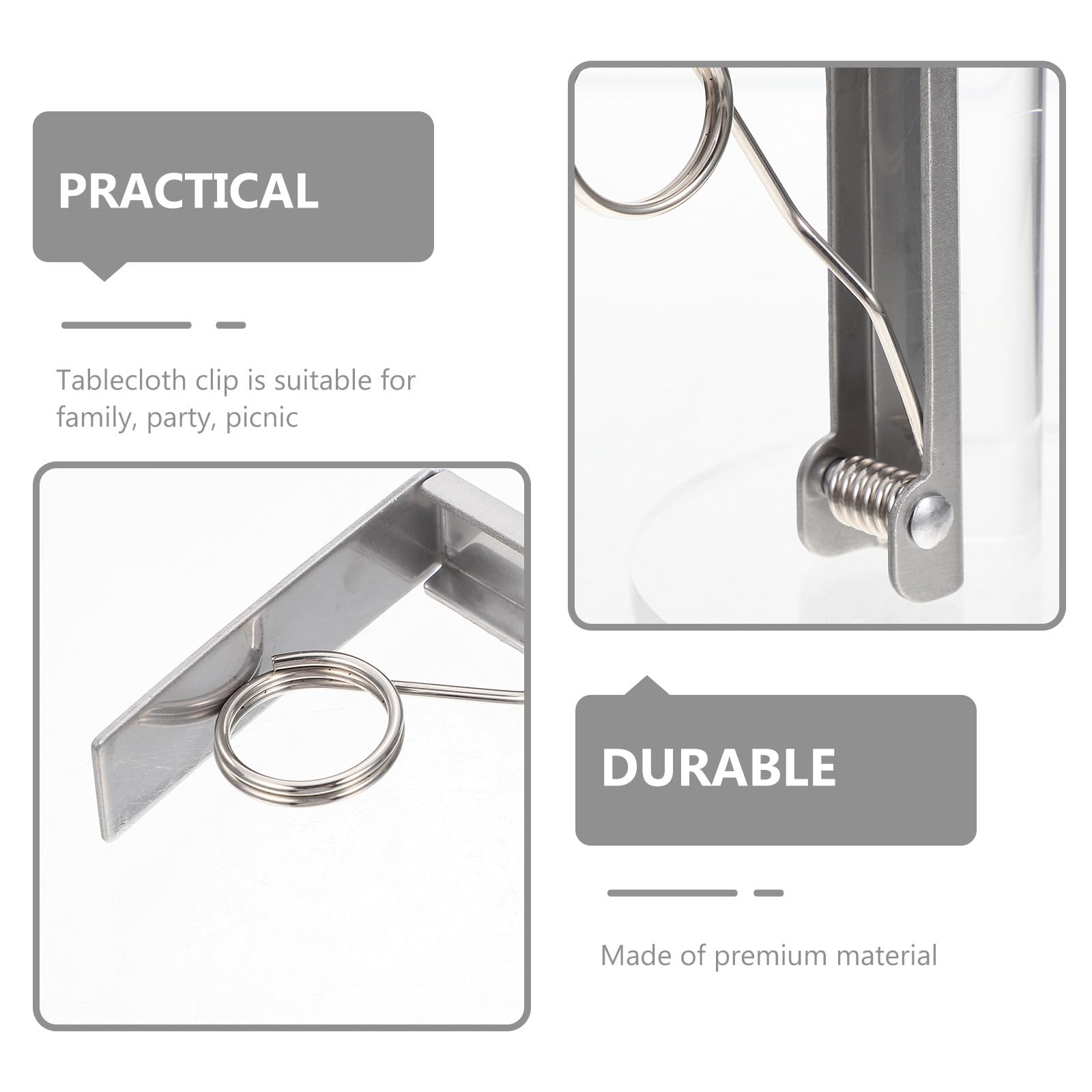 Set 6 Pezzi Fermatovaglia per Tavolo in Acciaio Inossidabile, Clip Portatovaglia Resistenti 5,5 Cm per Campeggio e Picnic
