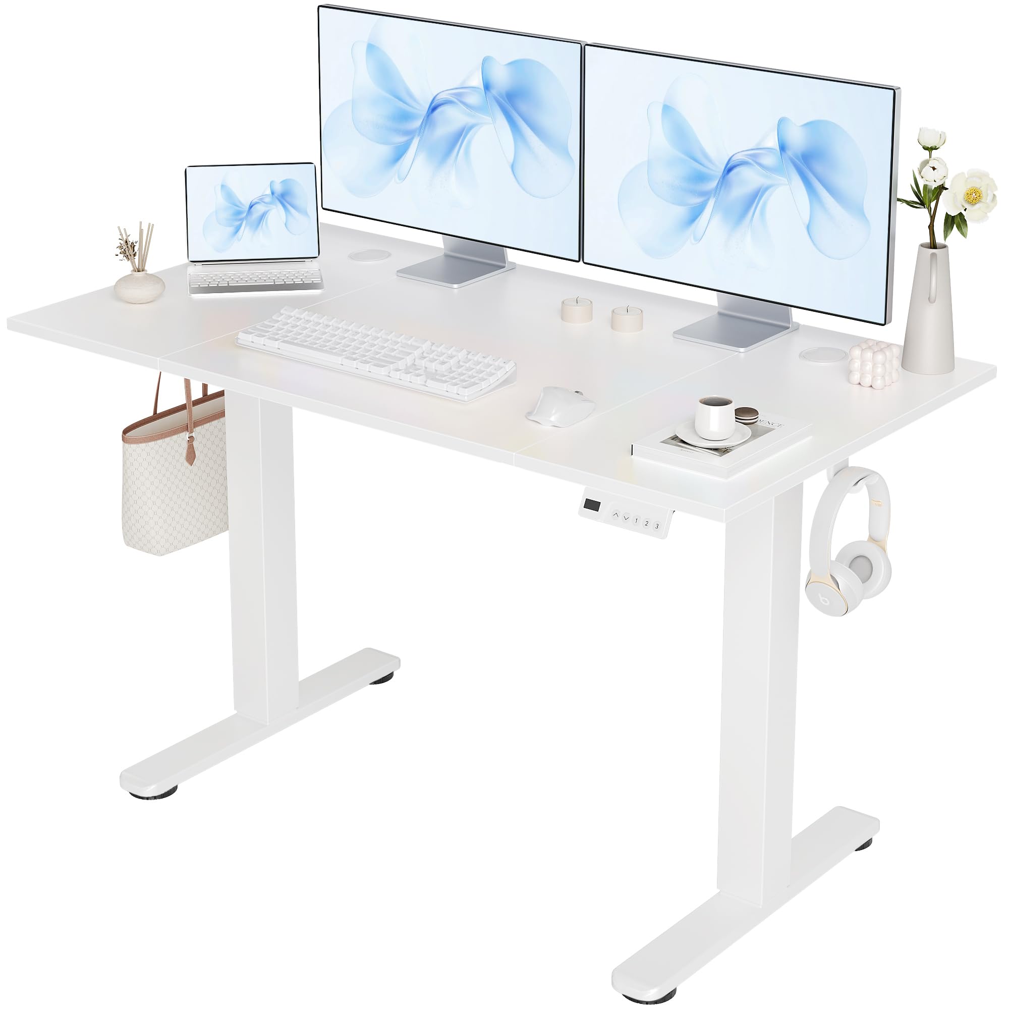 Claiks Electric Height Adjustable Standing Desk, 48x24 Inch, Cold White