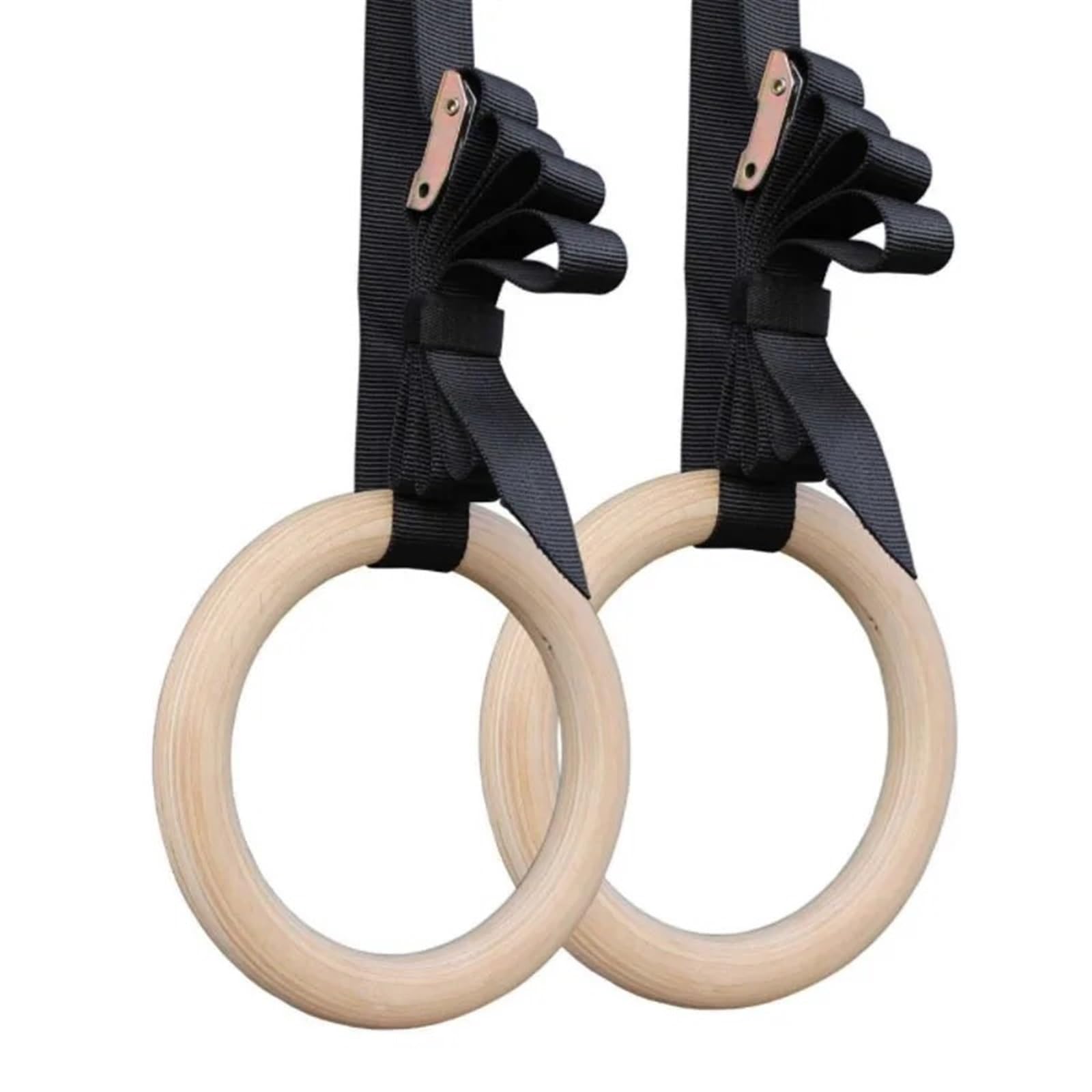 Anelli da Ginnastica Anelli da ginnastica sportivi in ​​legno con cinturini con fibbia regolabili Cintura antiscivolo for allenamento di forza, palestra a casa, allenamento for tutto il corpo