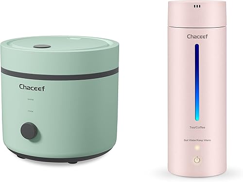 CHACEEF Arrocera de 3 tazas sin cocinar verde y chacef hervidor eléctrico de viaje color rosa
