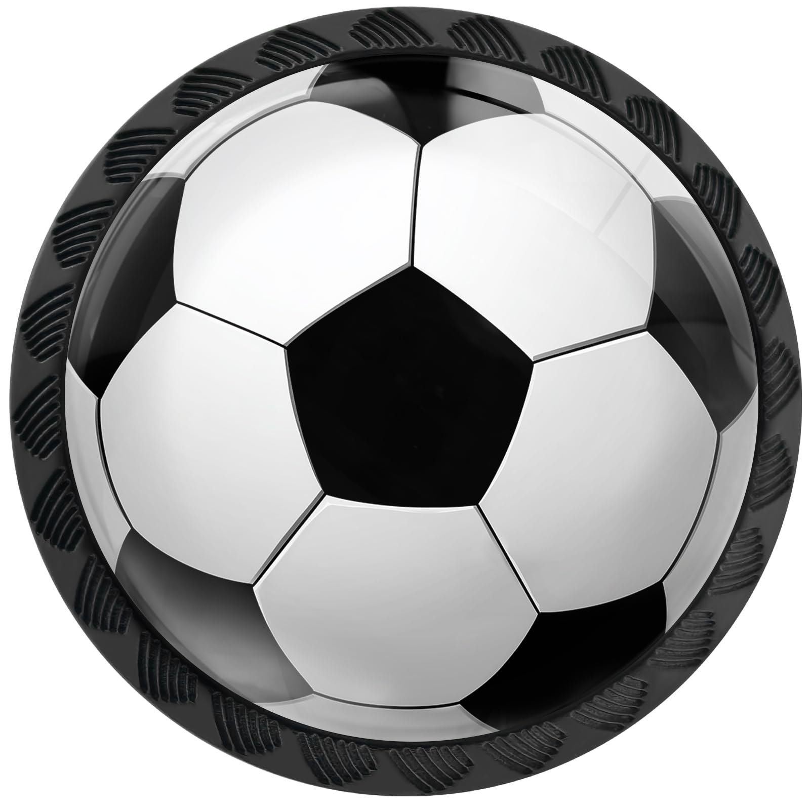Artinhand 4er-Pack Fußball-Motive Schrankknäufe für Küchen Badezimmer | Sportsthemen Schubladengriffe runde schwarze Kommodenknöpfe Beschläge for Schrank Kleiderschrank Dekoration