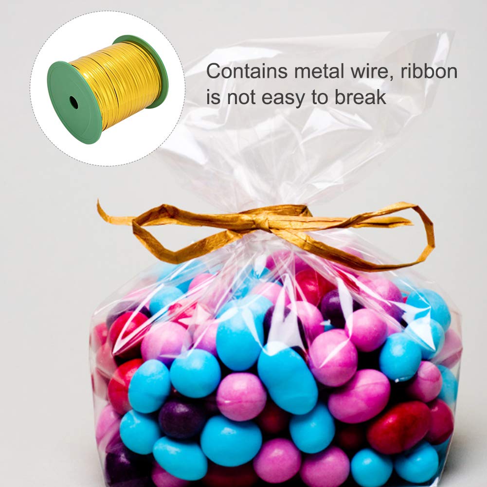 HERCHR Twist Ties for Treat Bags 400 Yards, Party Cake Ties, Candies Bag Baking Packaging Gift Box Flower Twist Ties(Gold)