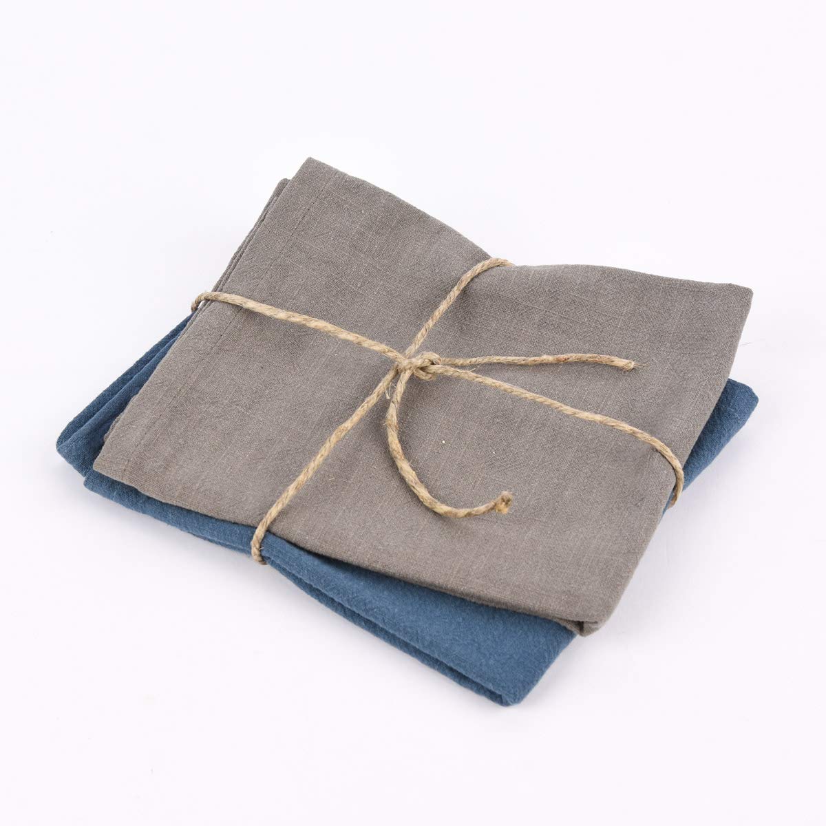 Schöner Life Set di 2 strofinacci Bio Ramie effetto lino misto di colori blu e grigio pietra 40 x 70 cm