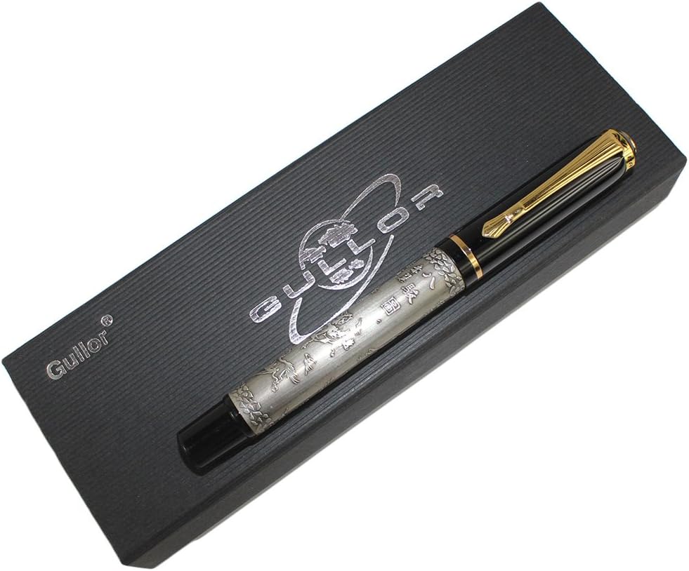 Gullor Chinese Horse M Nib Fountain Pen with Gift Box - Silver, Fountain pen-Silver